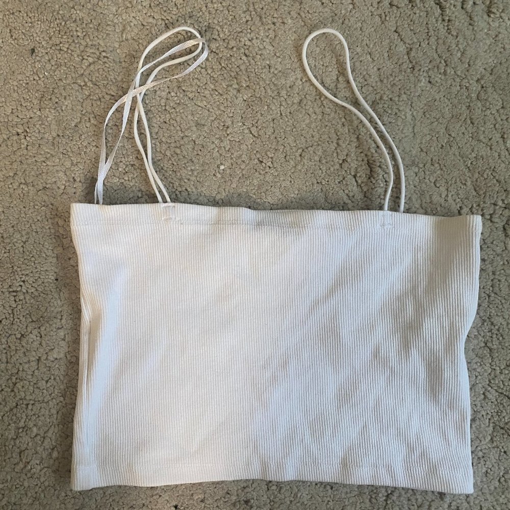 ZARA White Tube Top With Spaghetti Straps